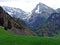 View of the Alpstein range from the Thur river valley in the Toggenburg region, Wildhaus - Canton of St. Gallen, Switzerland