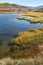 View on Altai lake Dzhangyskol and mountain plateau Eshtykel. North Chui ridge. Russia