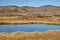 View on Altai lake Dzhangyskol and mountain plateau Eshtykel. North Chui ridge. Russia