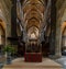 View of the altar and the central nave inside the historic Salisbury Cathedral