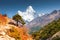 View of Ama Dablam peak in Himalaya mountains, Nepal