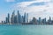 View of amazing Dubai Marina from Palm Jumeirah in Dubai UAE