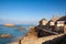 View from amazing promenade on the ramparts in the old town, Saint Malo, France