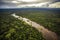 view of the amazonas, with a view of the river and its tributaries winding through the dense rainforest