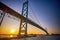 View of Ambassador Bridge connecting Windsor, Ontario to Detroit