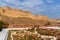 View of Amber fort and palace from Kesar Kyari Bagh garden on Maotha Lake. Rajasthan. India