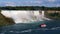 View of the American Niagara Falls with tourist boat