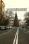 View from the Amiryan street on Christmas tree on the main square of the capital of Armenia in Yerevan