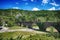 View of the ancient Bobbio bridge, Piacenza bridge up on the Trebbia river, Italy.