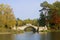 View of the ancient Humpback Bridge, September afternoon. Gatchina, Russia