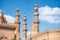 View of the ancient minarets of the Cairo mosque Sultan Hassan