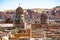 View of the ancient minarets of the tombs of the city of the dead in Cairo