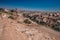 View of ancient Nevsehir cave town and a castle of Uchisar