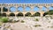 view of ancient Roman aqueduct Pont du Gard