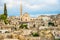 View at the Ancient town Sassi of Matera with Cathedral of Madonna della Bruna and Saint Eustace - Italy