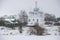 View of the ancient Transfiguration Cathedral. Belozersk