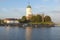 View of the ancient Vyborg castle on a sunny October evening