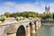 View of Angars with bridge and cathedral St Maurice France