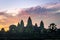 View of Angkor Wat in sunrise time with a beautiful twilight sky in Siem Reap, Cambodia.