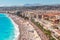 View on Anglais promenade and city of Nice, France.