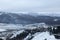 View of Annifo town, near Colfiorito Umbria, in the middle of winter snow. This little town was severely damaged by