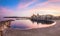 View of Antibes on sunset from plage, French Riviera, France