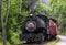 View of an approaching Steam Passenger Train Blowing Smoke as Passenger Watch