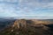 View of the Aragonese plains surrounding Moncayo from the PeÃ±as de Herrera during sunset, in Aragon, Spain