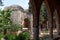 View of the arbor from the outdoor corridor of the monastery.