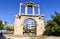 View of The Arch of Hadrian, most commonly known in Greek as Hadrian`s Gate in the historic center of Athens, Greece