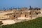 View of the archaeological ruins of King Herod`s port town of Caesarea Maritima