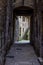 View of an arched narrow street at the old town of Sarlat-la-Caneda, Perigord, France