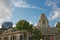 View of architecture of the city of London in UK alongside the riverbank of River Thames