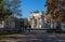 View of Arco della Pace, Arch of Peace, from Sempione Park in city center of Milan, Italy