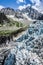 View on Argentiere glacier. Hiking to Argentiere glacier with th