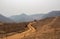 A view on the arid mountains with smog in summer in northern Thailand