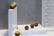 View of an arrangement of golden wrapped and unwrapped chocolate and hazelnut sweets