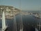 View ascends aerial boats, port of Piriapolis, Maldonado, Uruguay