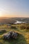 View of the Ashopton Viaduct, Ladybower Reservoir, and Crook Hill in the Derbyshire Peak District National Park