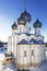 View of the Assumption Cathedral in the Rostov Kremlin in winter. Rostov the Great