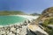 View of Atlantic Ocean and Hout Bay, Southern Cape Peninsula, outside of Cape Town, South Africa