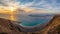 View at Atlantic ocean and La Graciosa islands at sunset