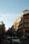 View of the Atocha street near Anton Martin Metro Station at dusk in Madrid, Spain.