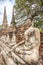 View atthe Buddha statues in Wat Yai Chai Mongkhon in Ayutthaya, Thailand