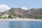 View of Atuel Canyon in San Rafael, Mendoza, Argentina with a blue sky in the background