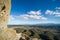 View of Aude Valley from Queribus Cathar Castle Tower on a Sunny Day in France