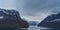 View of the Aurlandsfjord from the Stegastein viewpoint in Norway