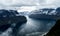 View of the Aurlandsfjord from the Stegastein viewpoint in Norway