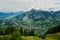 View from the Austrian Alps -  Hahnenkamm ski run on Kitzbuhel town and Kitzbuheler Horn mountains