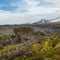 View during auto trip in West Iceland highlands, Snaefellsnes peninsula, Snaefellsjokull National Park, view from spectacular